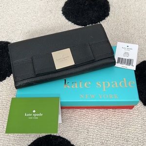 Kate Spade Primrose Hill Shannon Black Bow Wallet w/Box